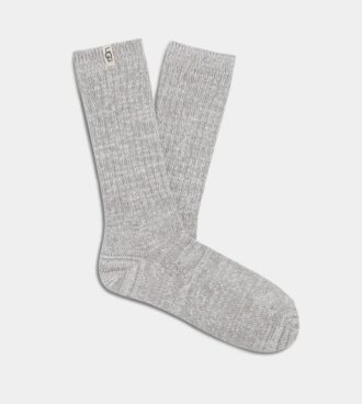 Ribstrikket slouchy crew-sok